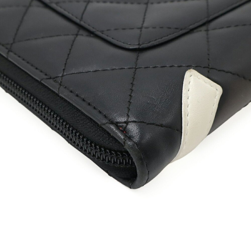 CHANEL Authentic Black Leather Logo Wallet - Picture 4 of 10